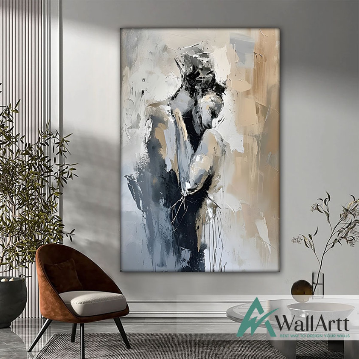 Abstract Love III Textured Partial Oil Painting - Wall Art